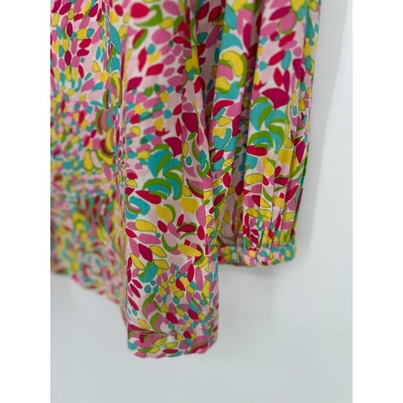 Lilly Pulitzer Tunic Top Size Small 100% Cotton Colorful Tie Neck Long Sleeve - Picture 2 of 9
